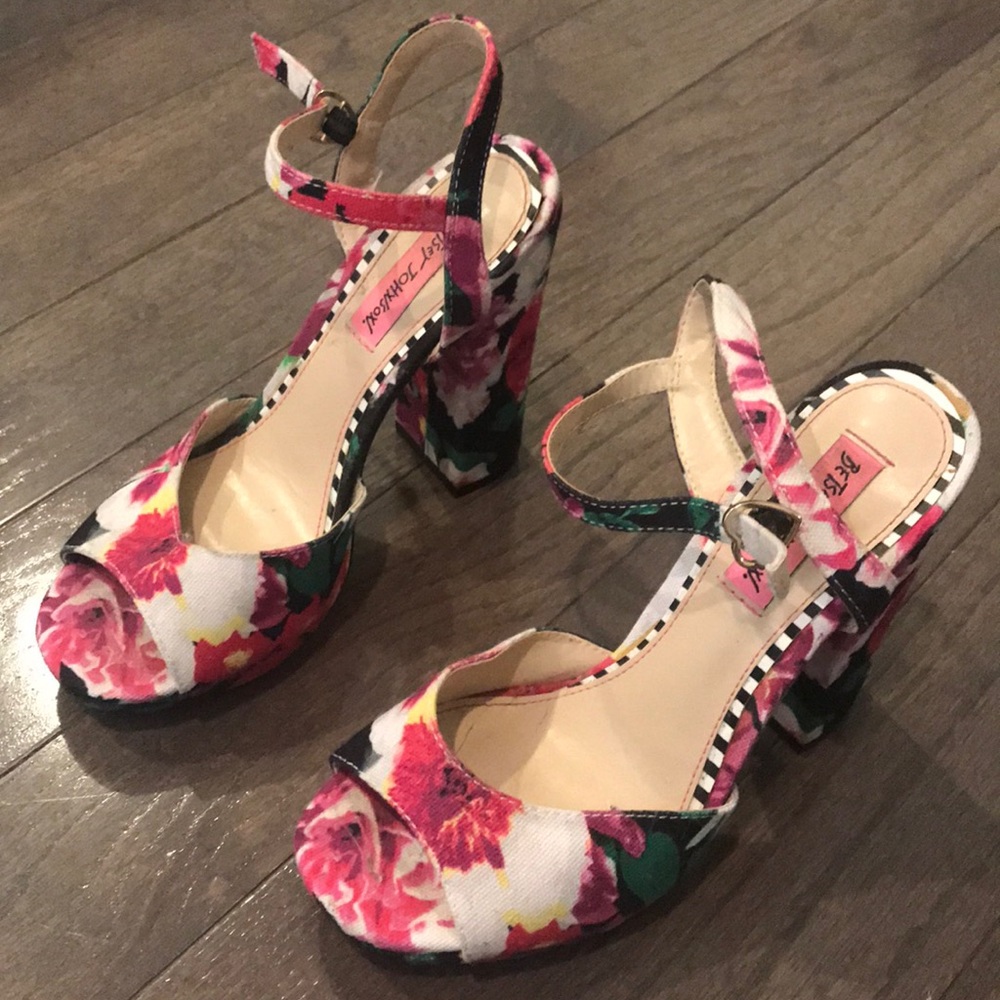Betsey Johnson floral block heels